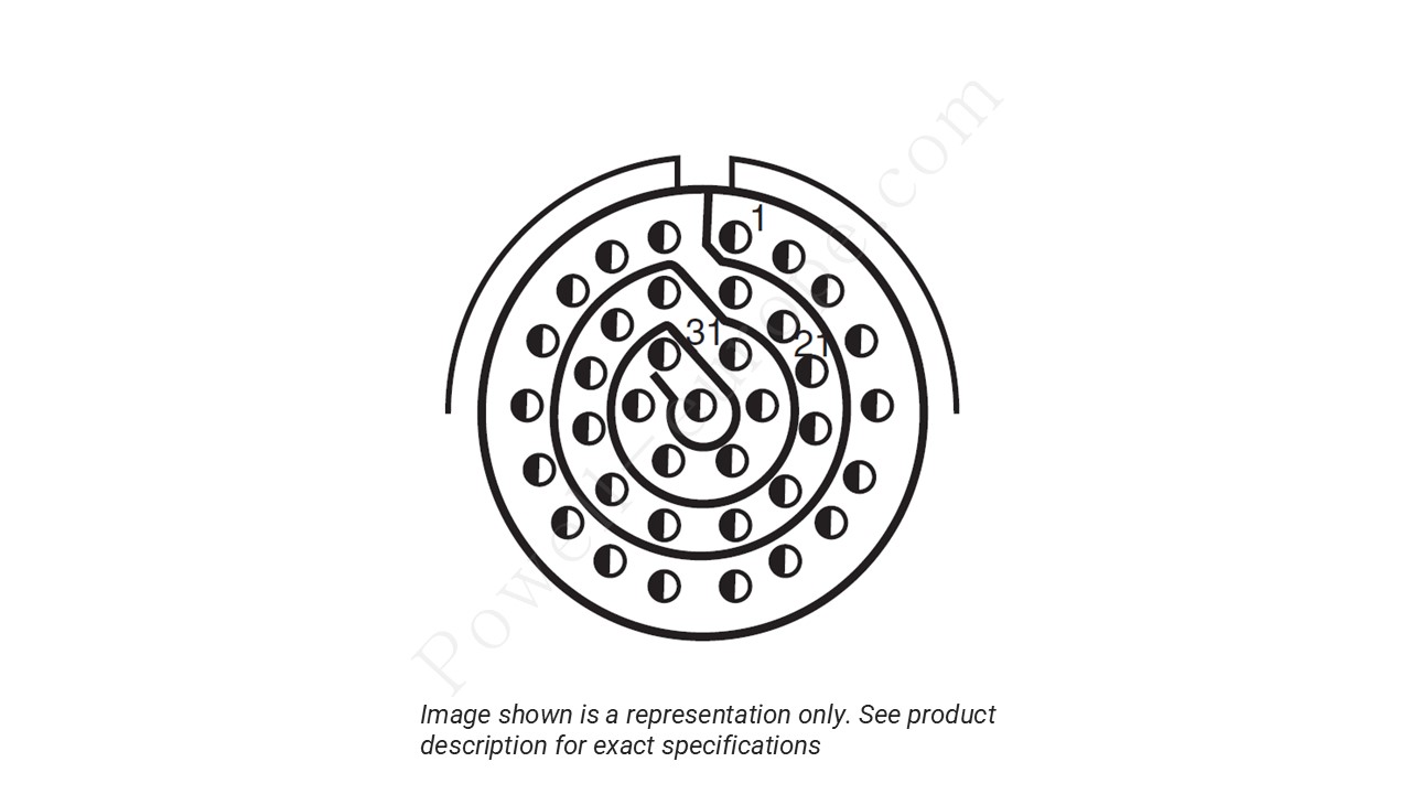 Image showing the insert arrangement and polarization of the Amphenol D38999/20TD35PA
