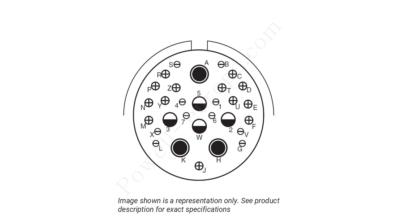 Image showing the insert arrangement and polarization of the Amphenol D38999/24TJ20SA