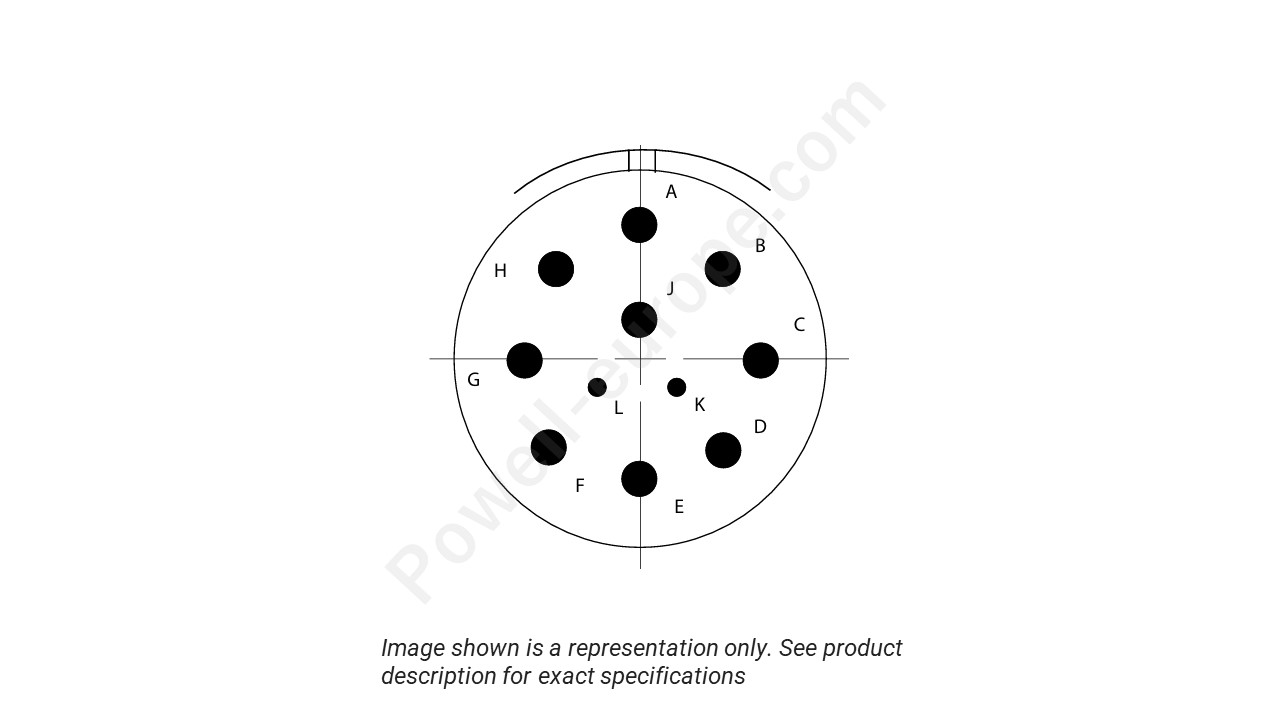 Image showing the insert arrangement and polarization of the Conesys D38999/26ZJ11AA