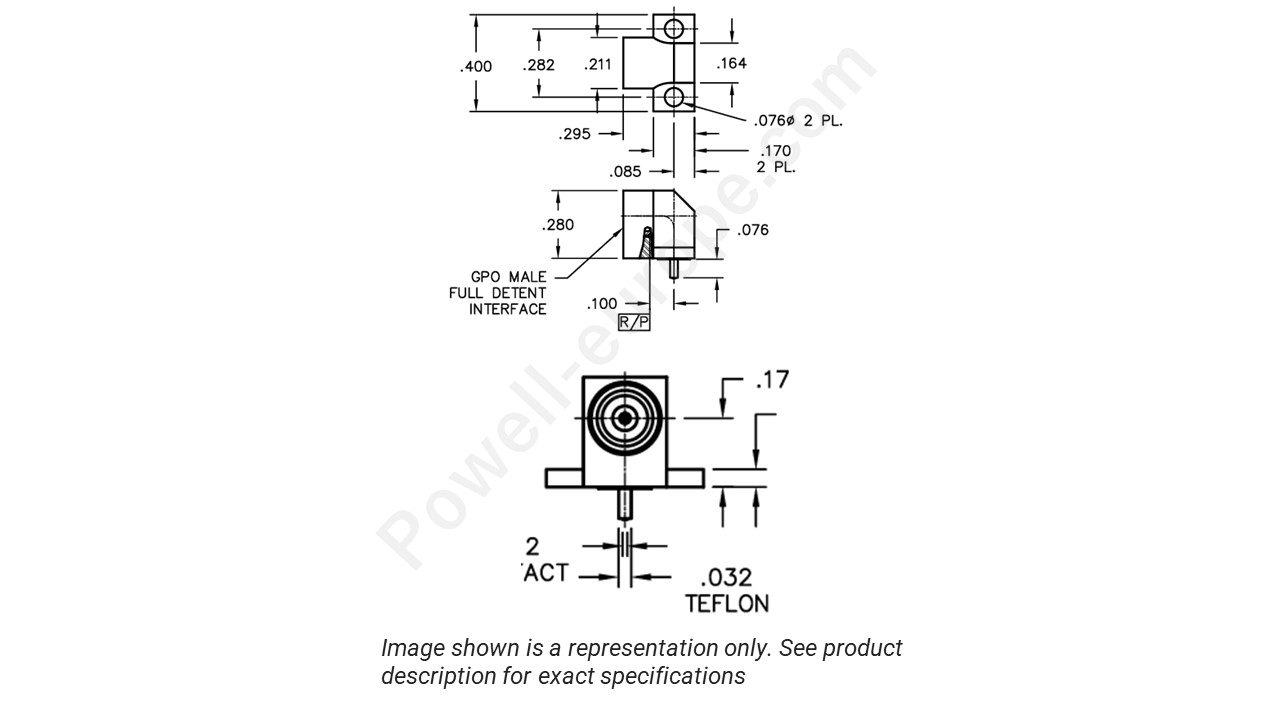 Image showing an extract of the 2D drawing of the Corning Gilbert 0119-467-3