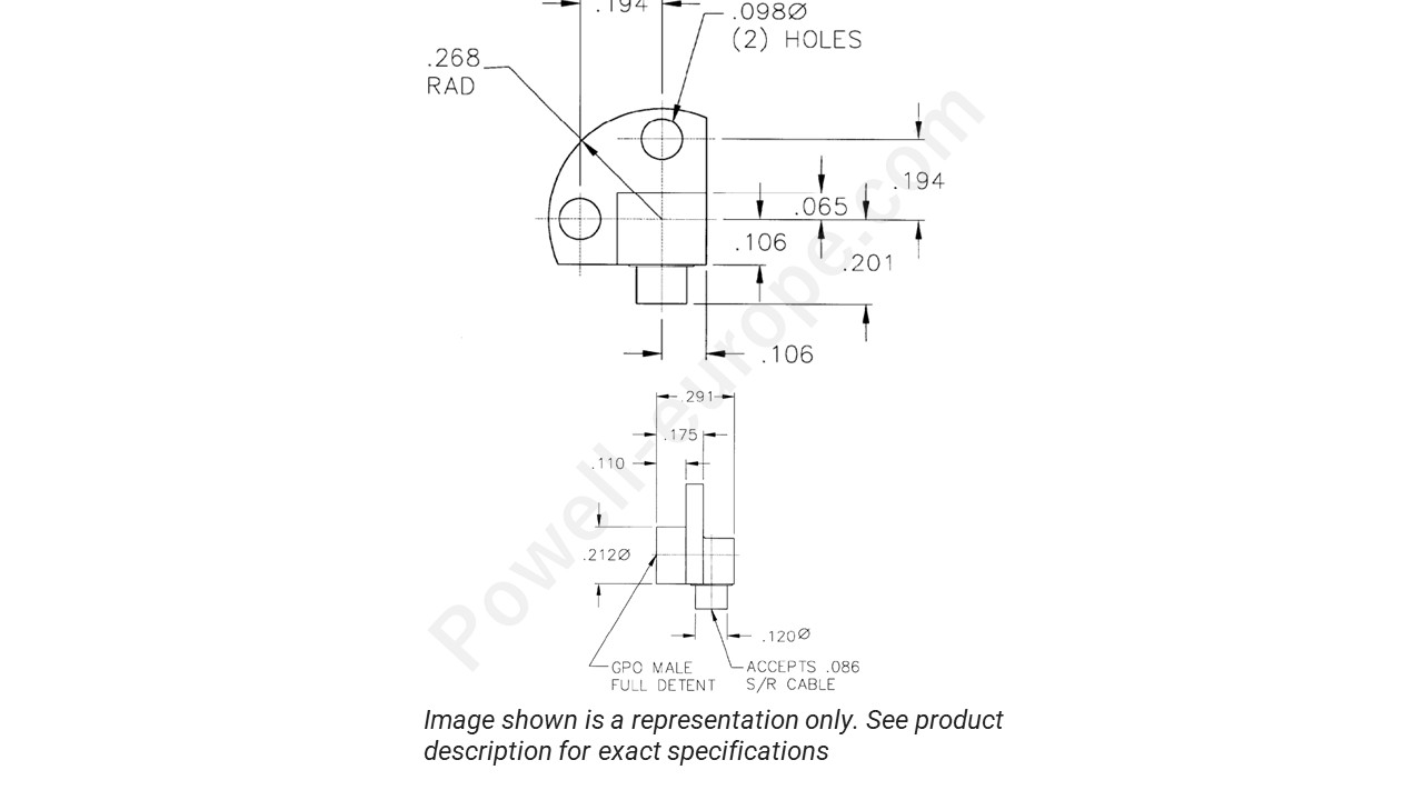 Image showing an extract of the 2D drawing of the Corning Gilbert 0119-704-3-SB