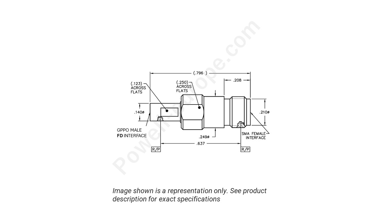 Image showing an extract of the 2D drawing of the Corning Gilbert 1B3F1-0503-01