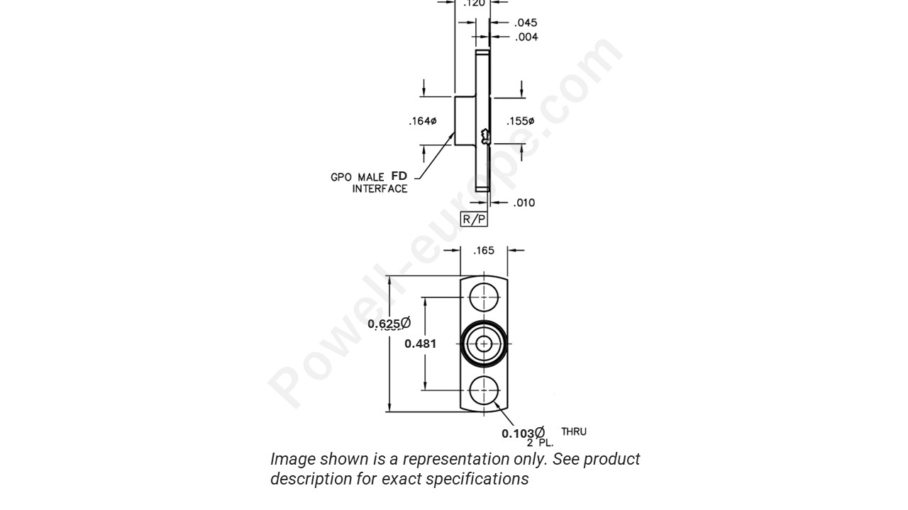 Image showing an extract of the 2D drawing of the Corning Gilbert A001-A23-07