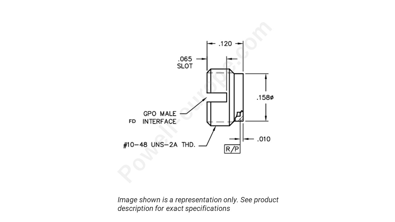 Image showing an extract of the 2D drawing of the Corning Gilbert A003-A23-01
