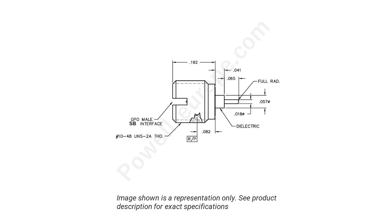 Image showing an extract of the 2D drawing of the Corning Gilbert A003-L35-02