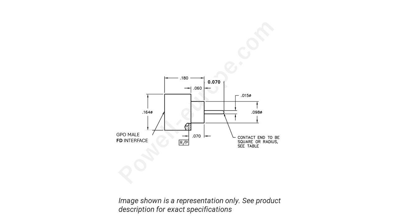 Image showing an extract of the 2D drawing of the Corning Gilbert A007-L43-01-070-R