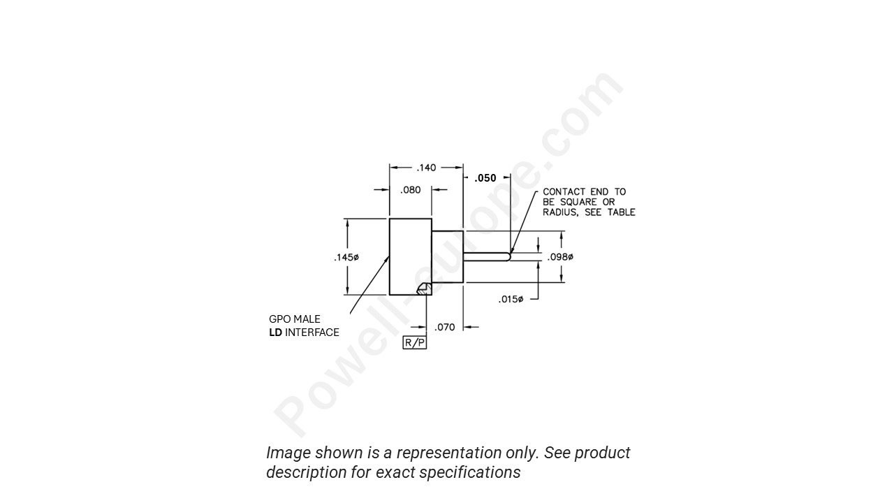 Image showing an extract of the 2D drawing of the Corning Gilbert A007-L44-02-050-S