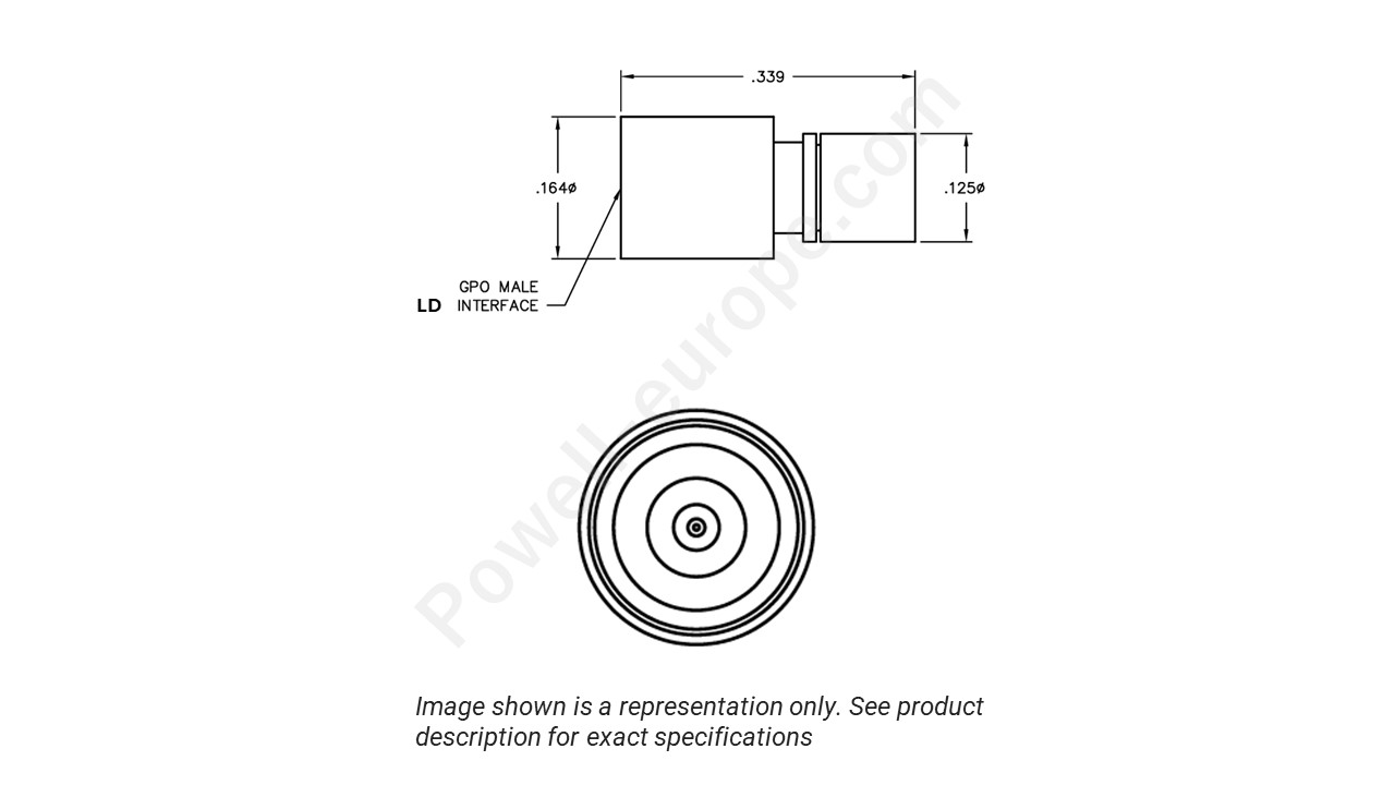 Image showing an extract of the 2D drawing of the Corning Gilbert A055-A14-01