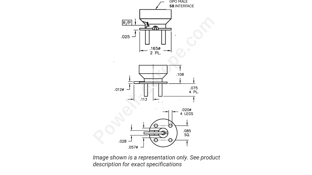Image showing an extract of the 2D drawing of the Corning Gilbert B012-P95-02