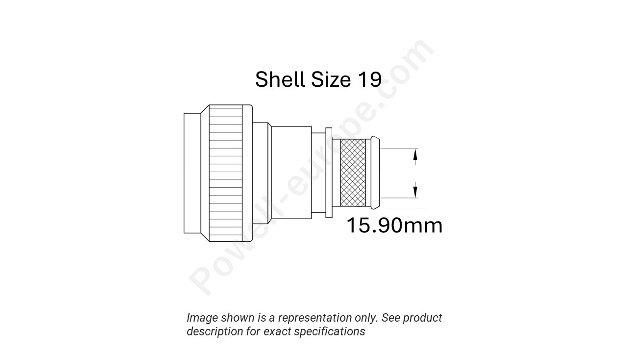Image showing the shell size and cable insert diameter of the SPI M85049/88-19W02