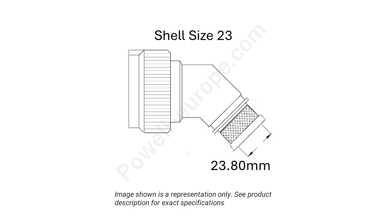 Image showing the shell size and cable insert diameter of the SPI M85049/89-23W03