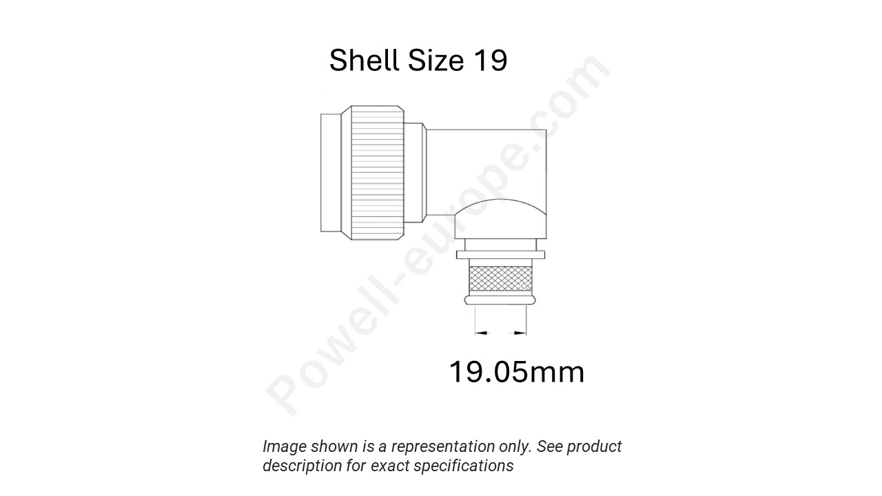 Image showing the shell size and cable insert diameter of the SPI M85049/90-19N03