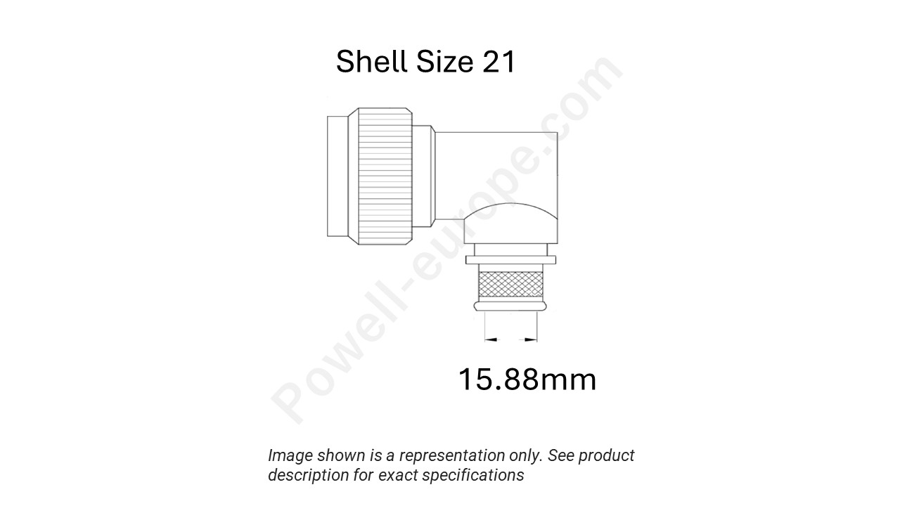 Image showing the shell size and cable insert diameter of the SPI M85049/90-21N02