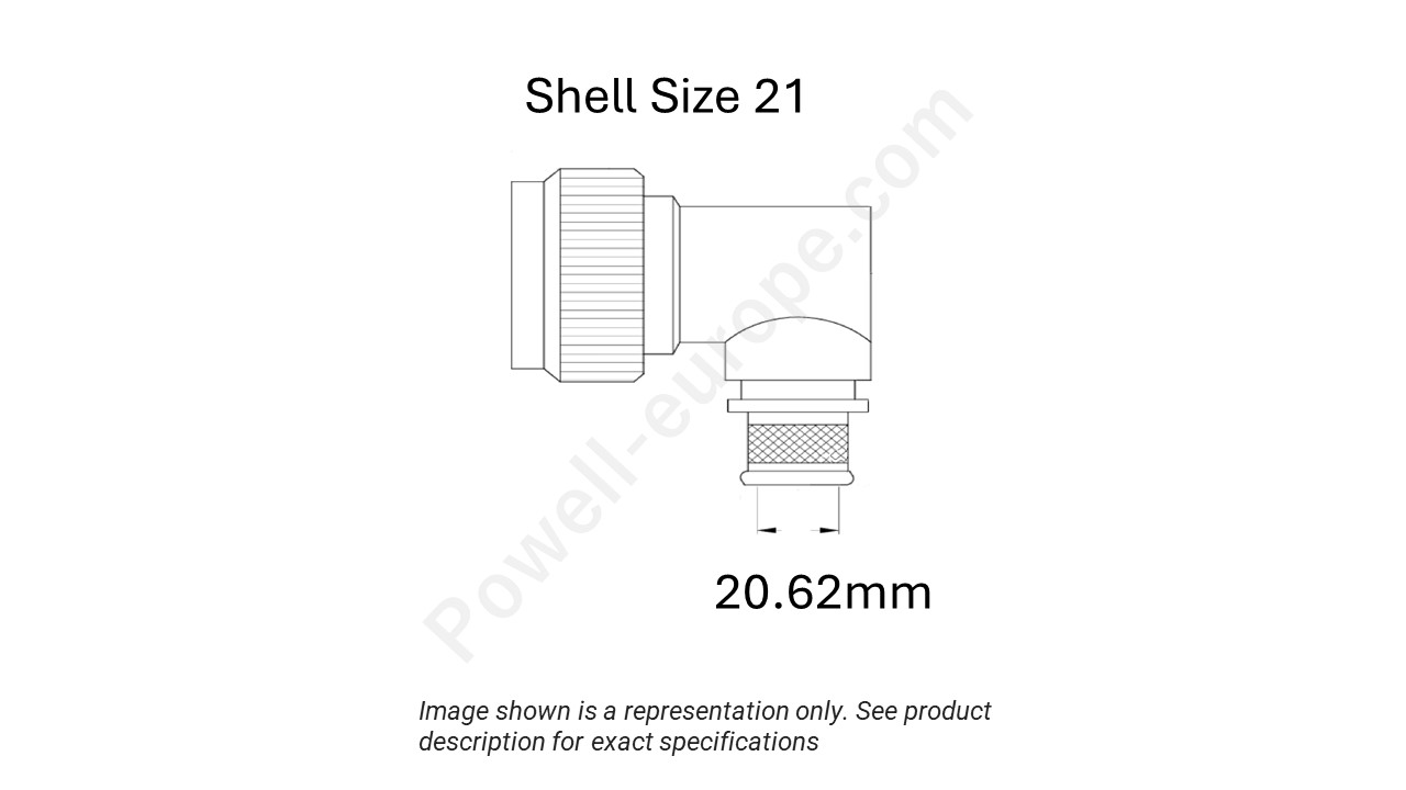 Image showing the shell size and cable insert diameter of the SPI M85049/90-21N03